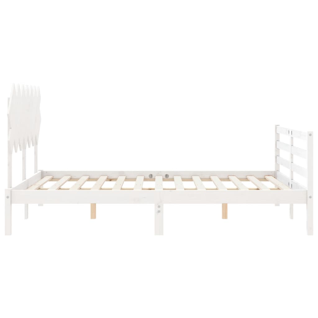 vidaXL Estructura de cama con cabecero madera maciza blanco 140x200 cm