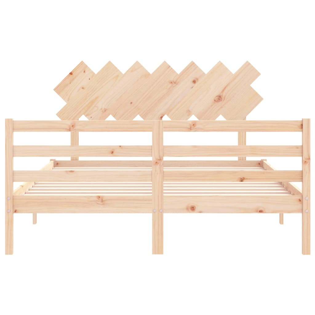 vidaXL Estructura de cama de matrimonio con cabecero madera maciza