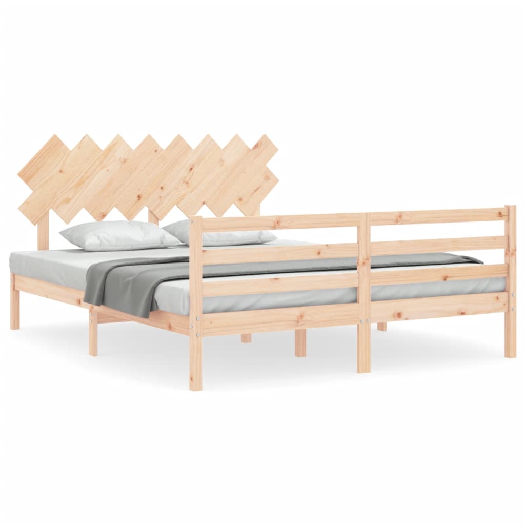 vidaXL Estructura de cama con cabecero madera maciza 160x200 cm