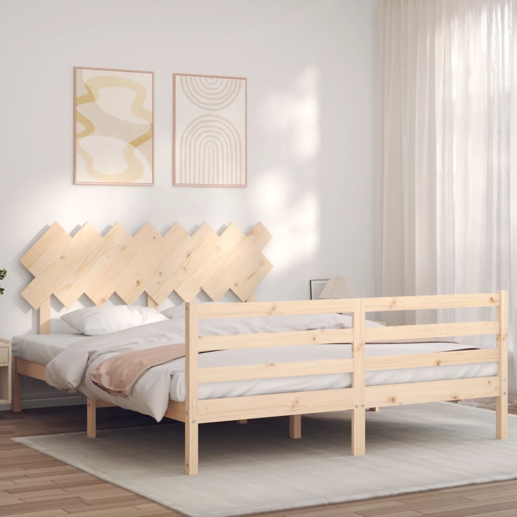 vidaXL Estructura de cama con cabecero madera maciza 160x200 cm