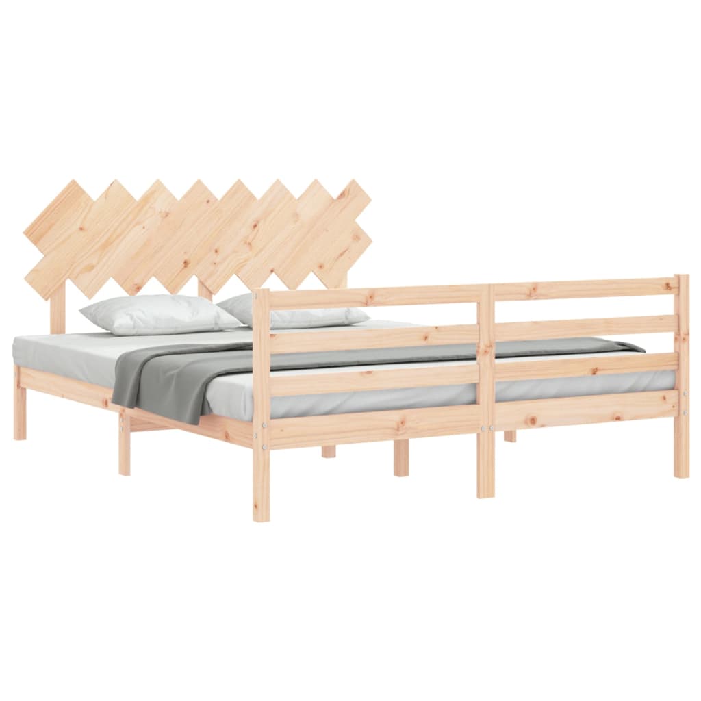 vidaXL Estructura de cama con cabecero madera maciza 160x200 cm