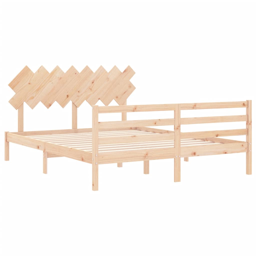 vidaXL Estructura de cama con cabecero madera maciza 160x200 cm