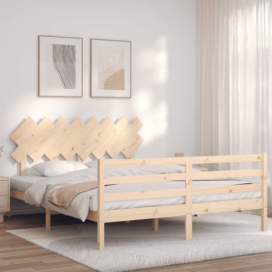 vidaXL Estructura de cama con cabecero madera maciza 160x200 cm