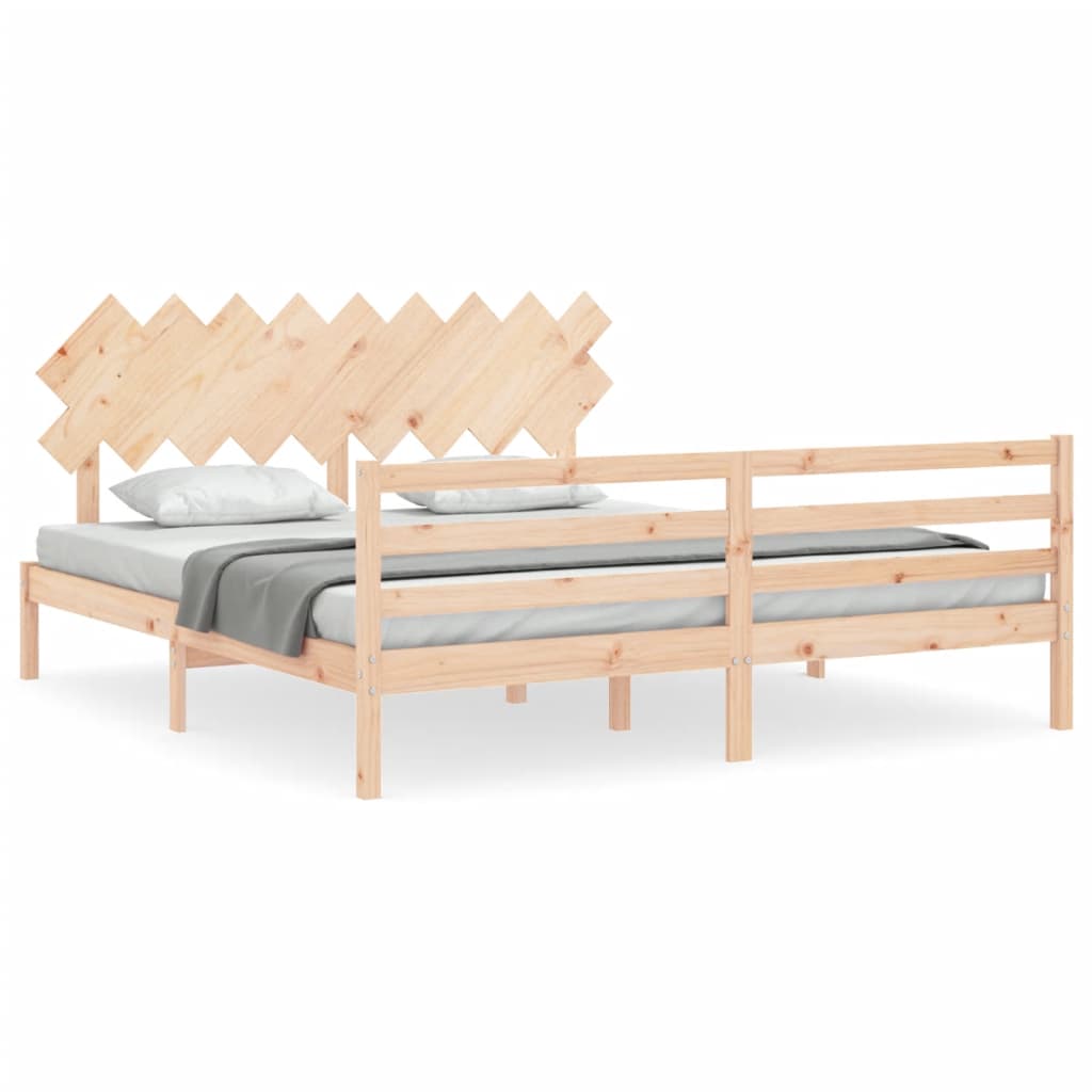 vidaXL Estructura de cama de matrimonio con cabecero madera maciza