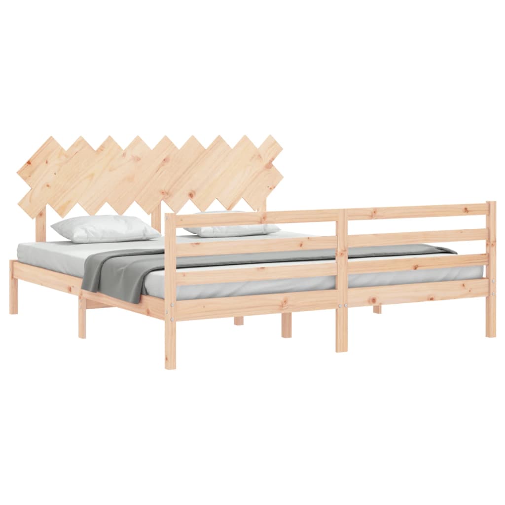 vidaXL Estructura de cama de matrimonio con cabecero madera maciza