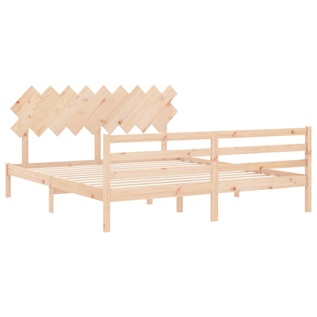 vidaXL Estructura de cama de matrimonio con cabecero madera maciza