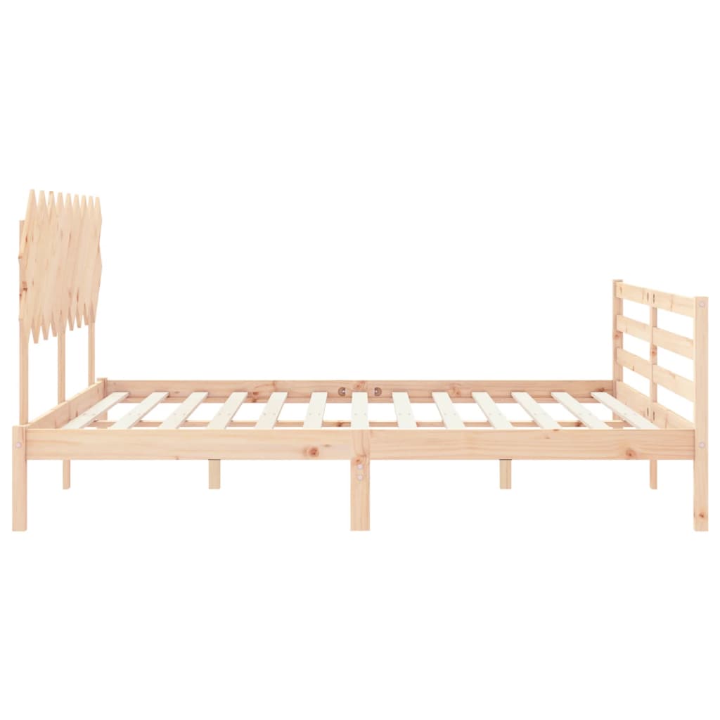 vidaXL Estructura de cama de matrimonio con cabecero madera maciza