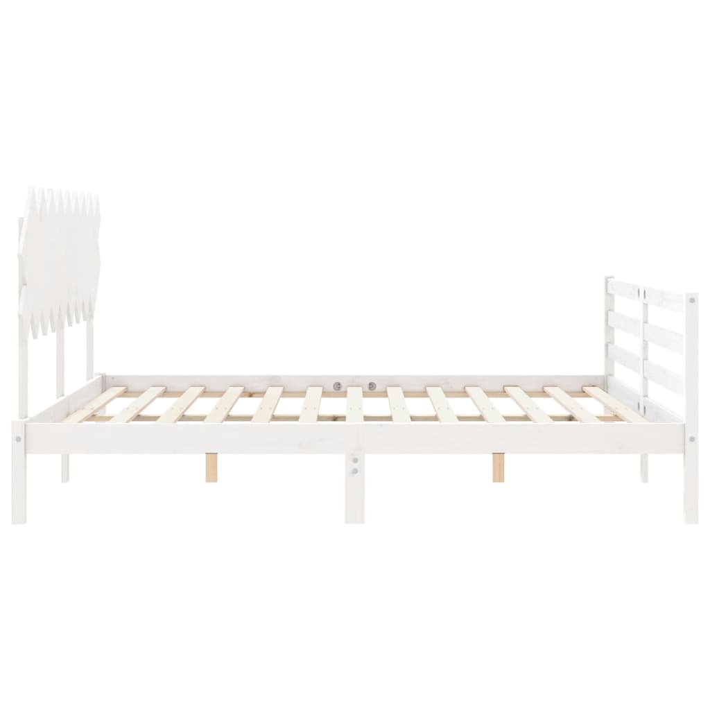 vidaXL Estructura cama de matrimonio con cabecero madera maciza blanco