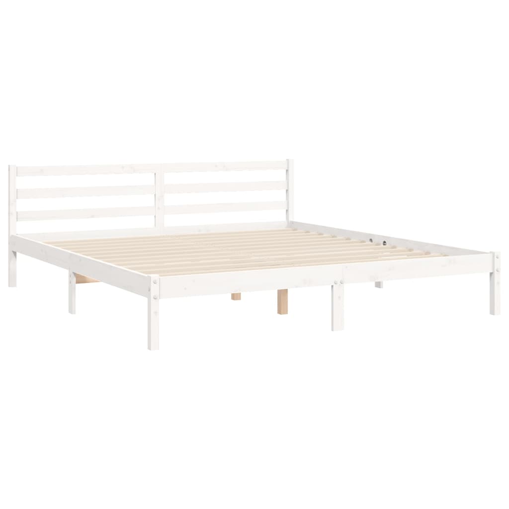 vidaXL Estructura cama de matrimonio con cabecero madera maciza blanco