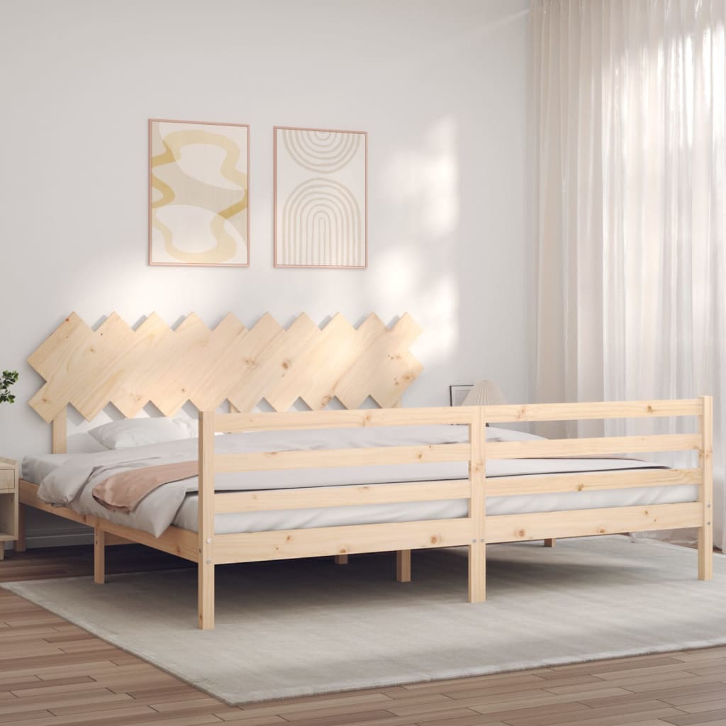 vidaXL Estructura de cama con cabecero madera maciza 200x200 cm