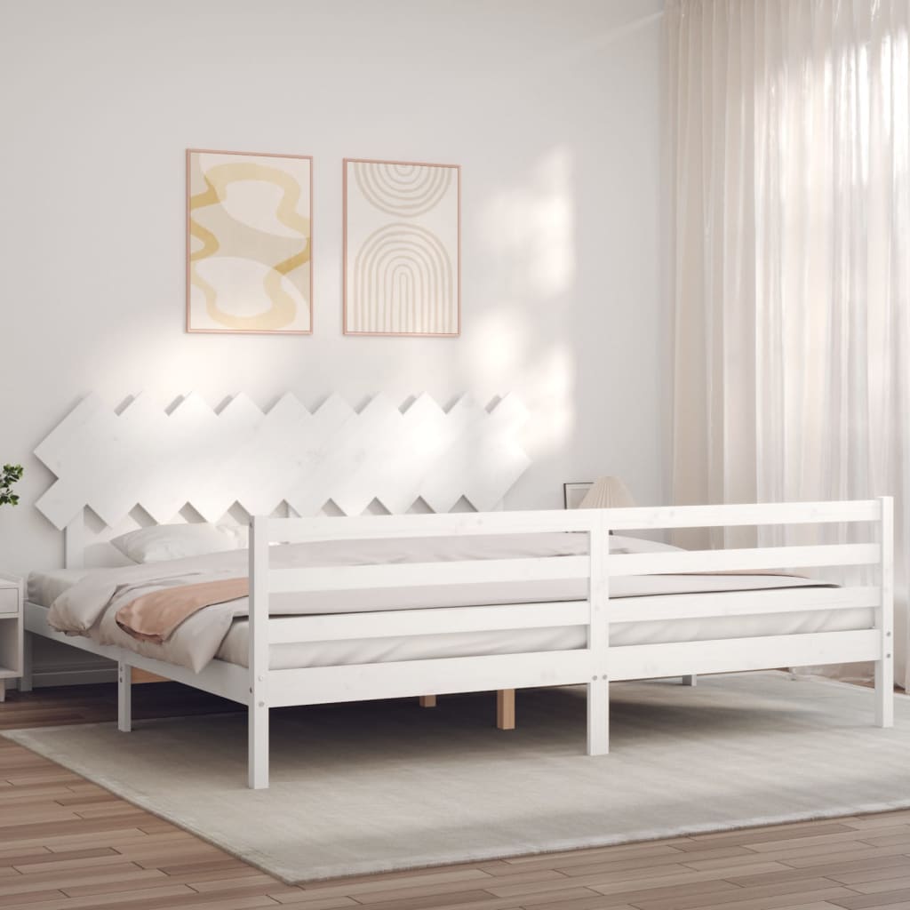 vidaXL Estructura de cama con cabecero madera maciza blanco 200x200cm