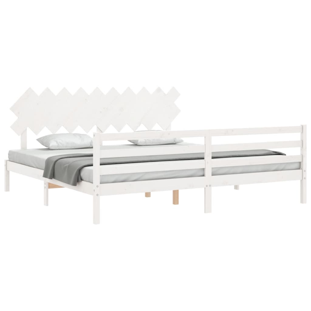 vidaXL Estructura de cama con cabecero madera maciza blanco 200x200cm