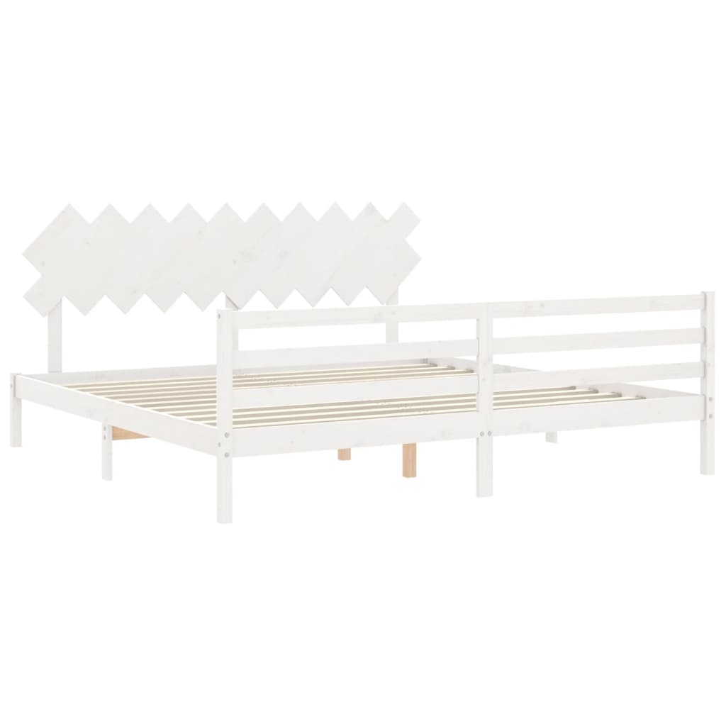 vidaXL Estructura de cama con cabecero madera maciza blanco 200x200cm