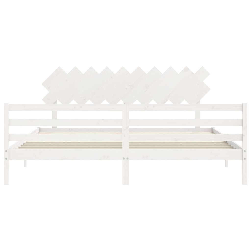 vidaXL Estructura de cama con cabecero madera maciza blanco 200x200cm