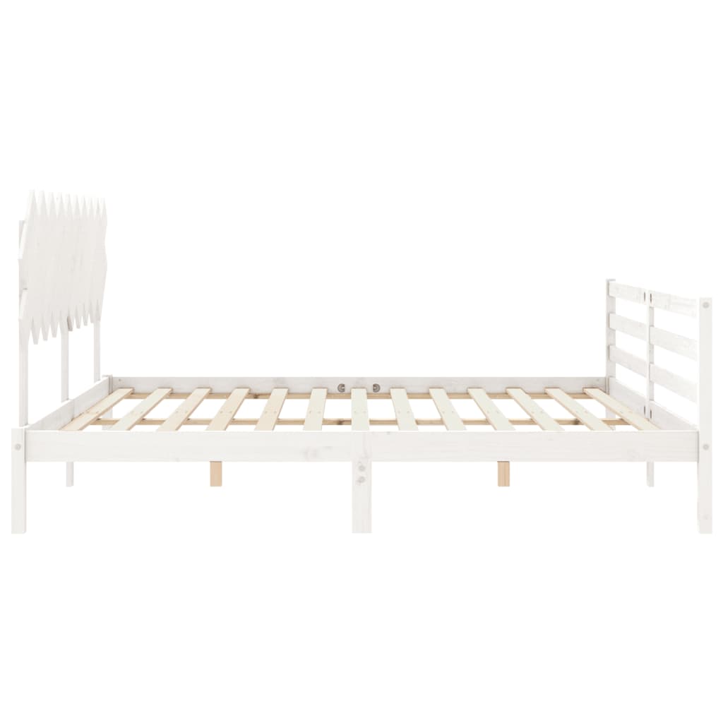 vidaXL Estructura de cama con cabecero madera maciza blanco 200x200cm