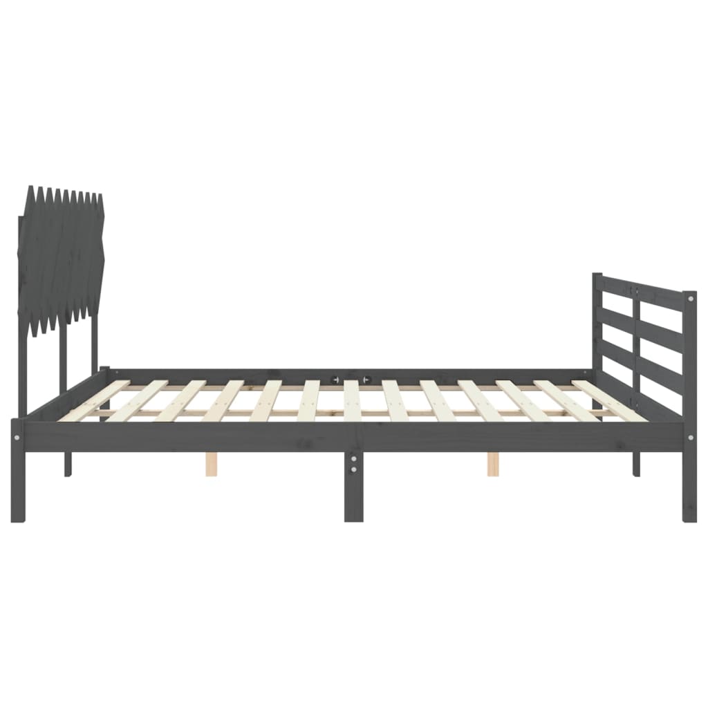 vidaXL Estructura de cama con cabecero madera maciza gris 200x200cm