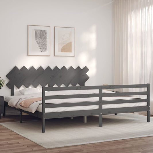 vidaXL Estructura de cama con cabecero madera maciza gris 200x200cm