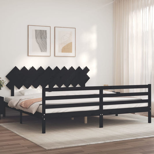 vidaXL Estructura de cama con cabecero madera maciza negro 200x200 cm