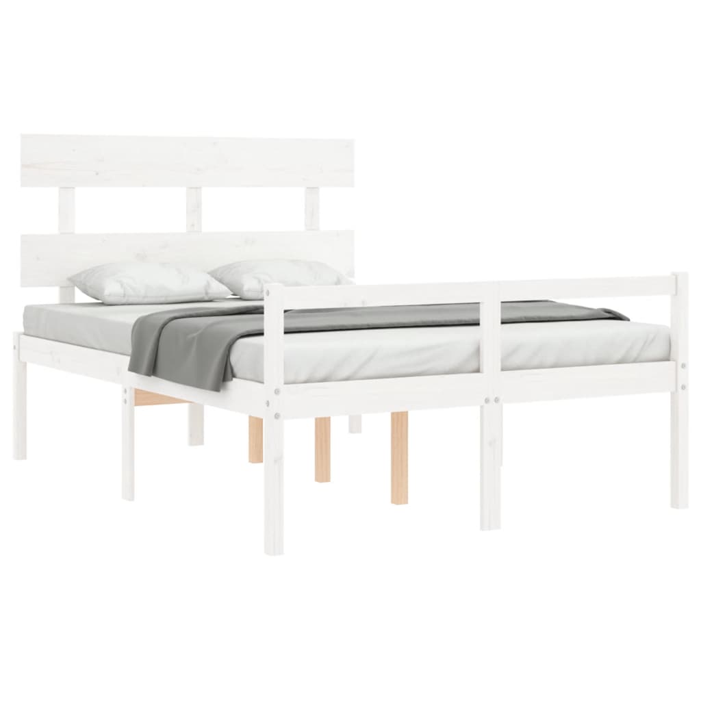 vidaXL Cama para personas mayores con cabecero madera maciza 140x190cm