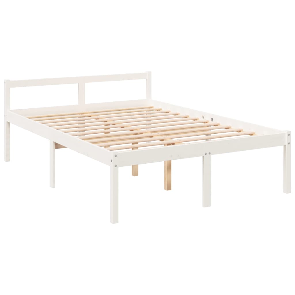 vidaXL Cama para personas mayores con cabecero madera maciza 140x190cm