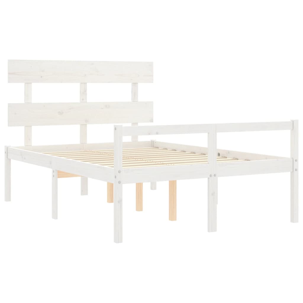 vidaXL Cama personas mayores cabecero madera maciza blanco 120x200 cm