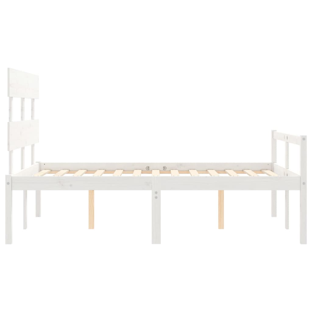 vidaXL Cama personas mayores cabecero madera maciza blanco 140x200 cm