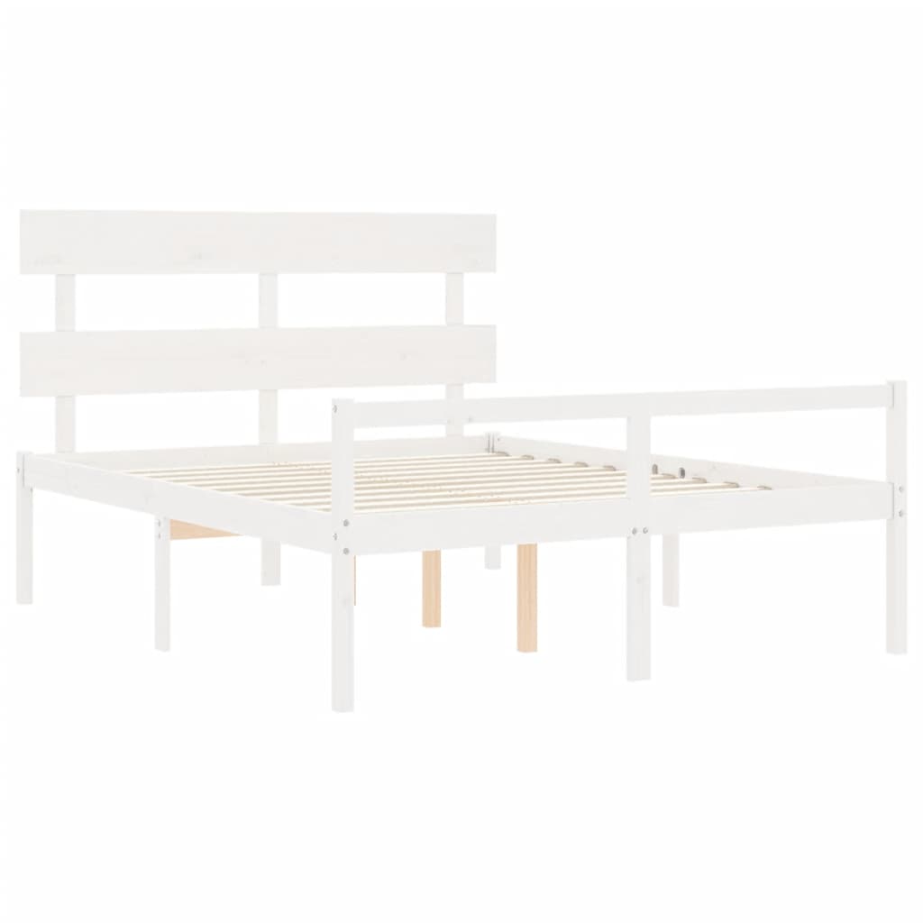 vidaXL Cama personas mayores cabecero madera maciza blanco 160x200 cm