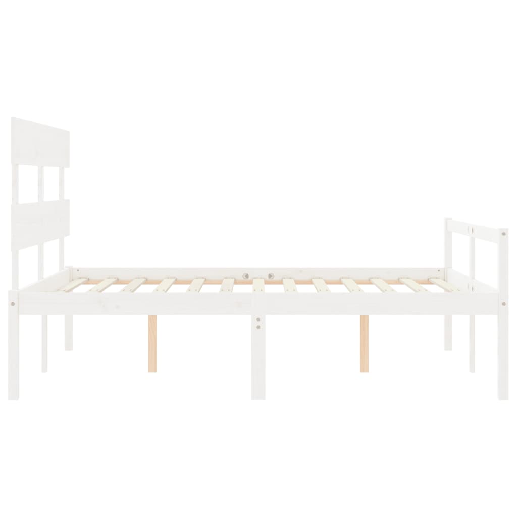 vidaXL Cama personas mayores cabecero madera maciza blanco 160x200 cm