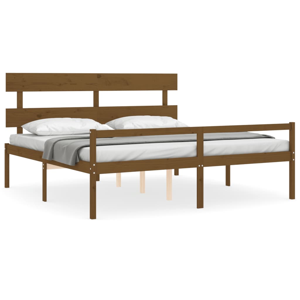 vidaXL Cama personas mayores cabecero madera marrón miel 200x200 cm