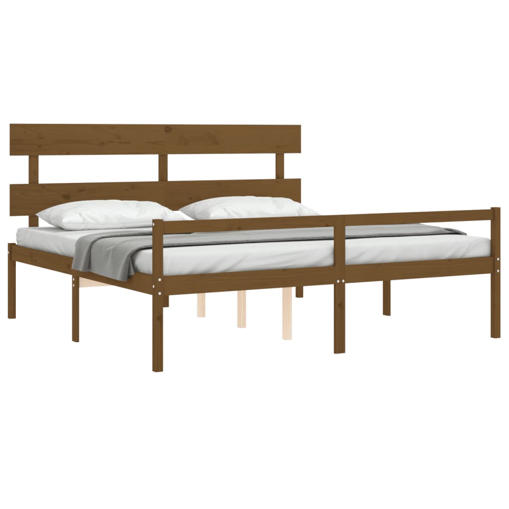 vidaXL Cama personas mayores cabecero madera marrón miel 200x200 cm