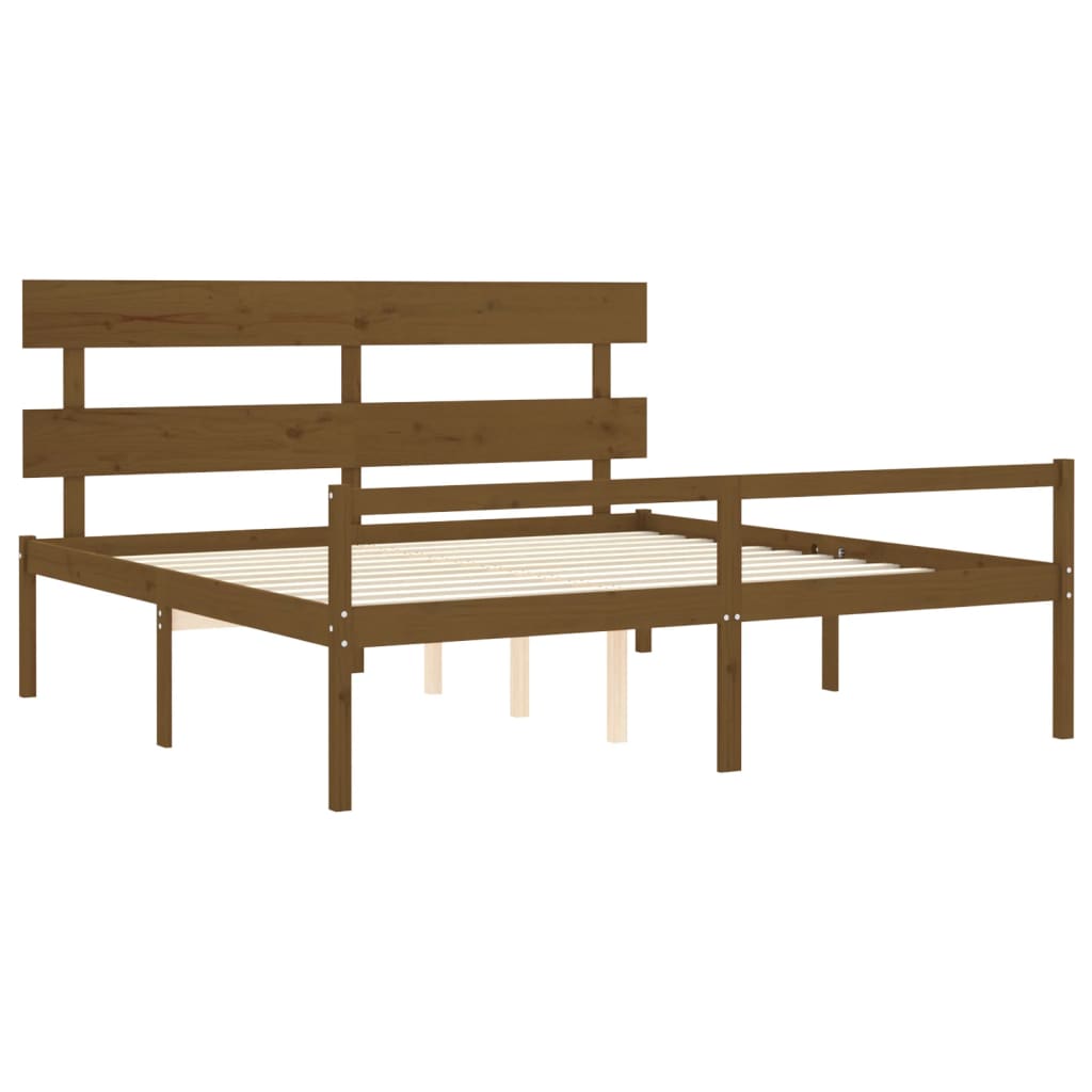 vidaXL Cama personas mayores cabecero madera marrón miel 200x200 cm