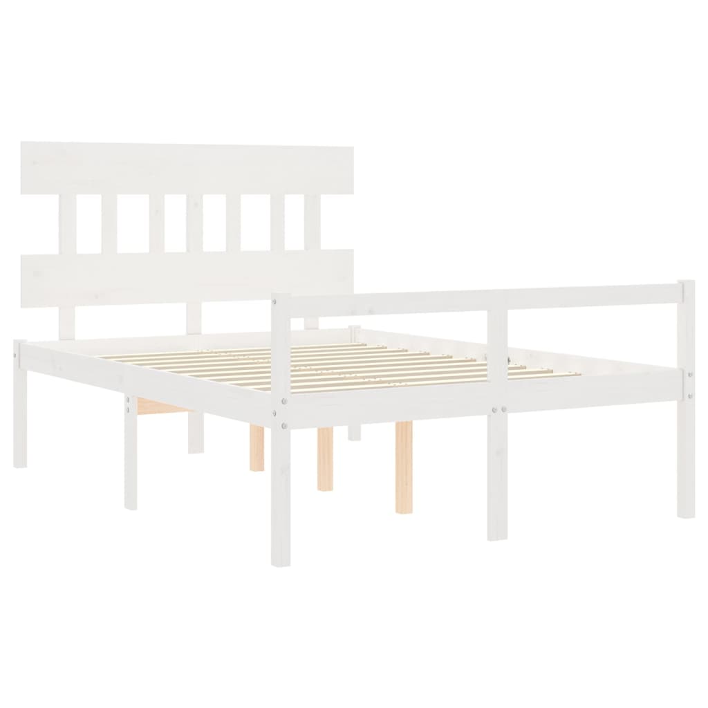 vidaXL Cama para personas mayores con cabecero madera maciza blanco