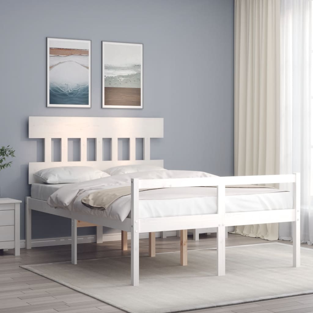 vidaXL Cama para personas mayores con cabecero madera maciza 140x190cm