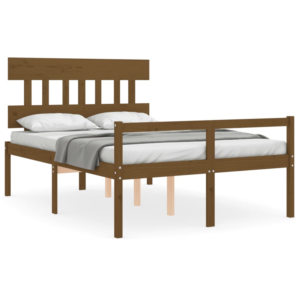 vidaXL Cama personas mayores cabecero madera marrón miel 140x190 cm