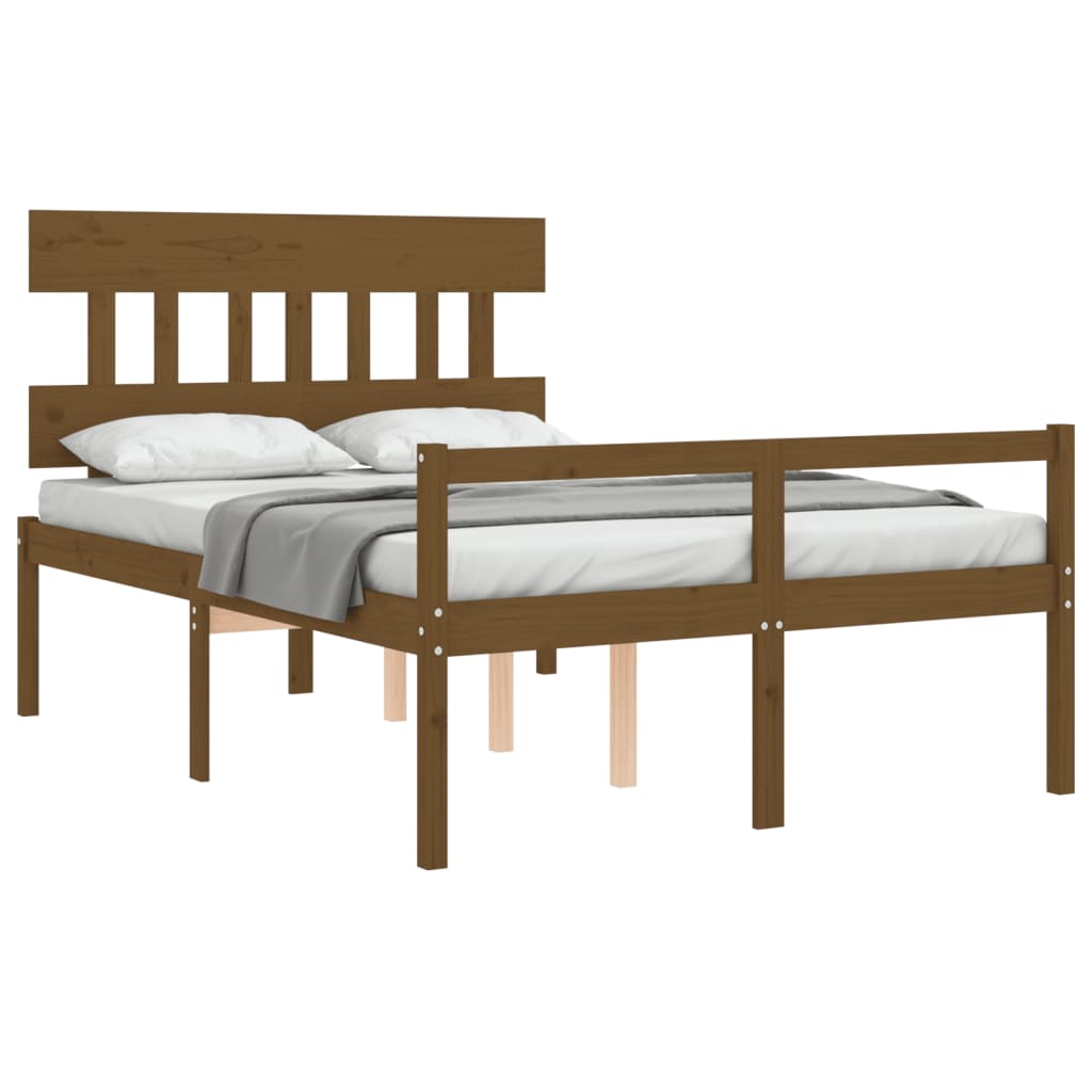 vidaXL Cama personas mayores cabecero madera marrón miel 140x190 cm