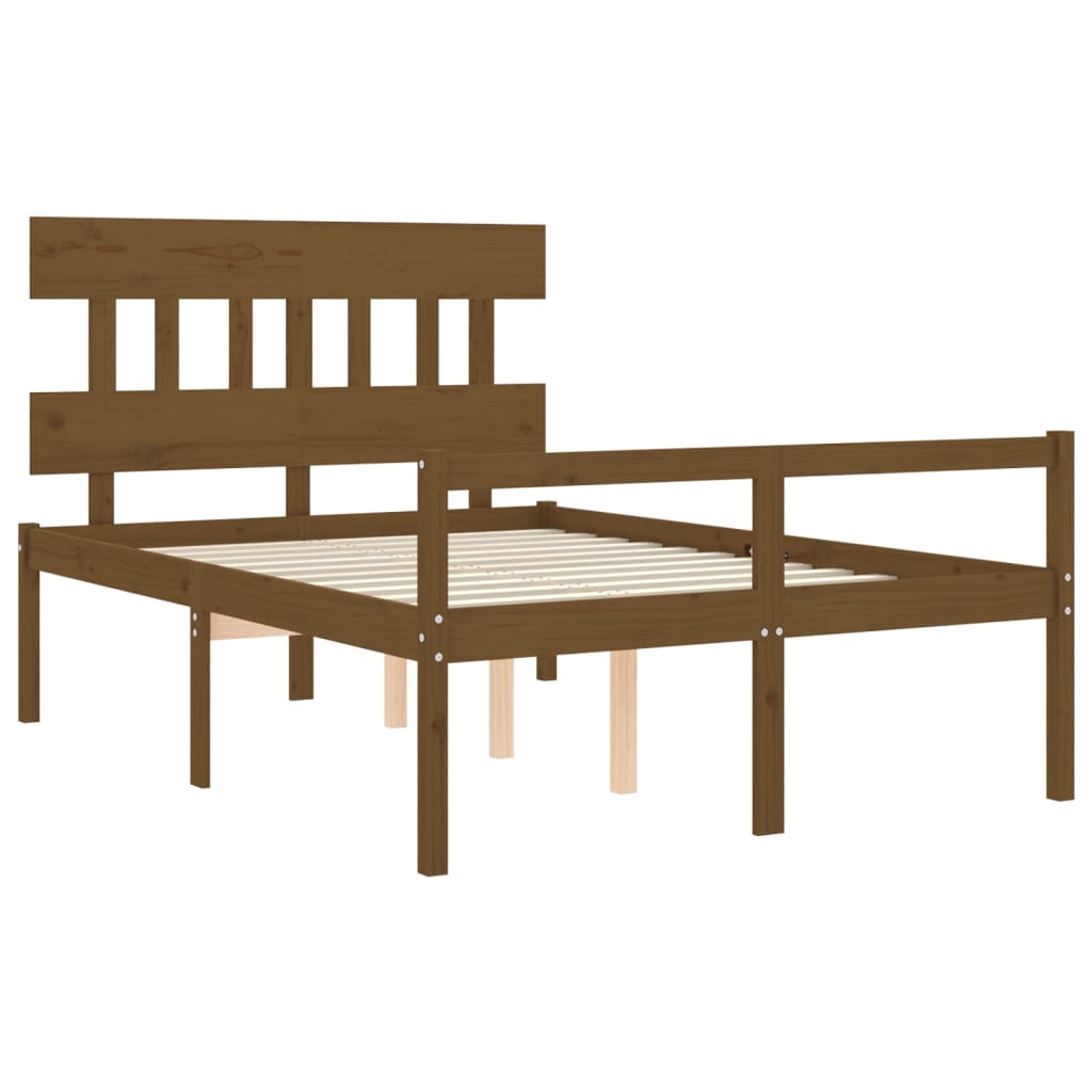 vidaXL Cama personas mayores cabecero madera marrón miel 140x190 cm