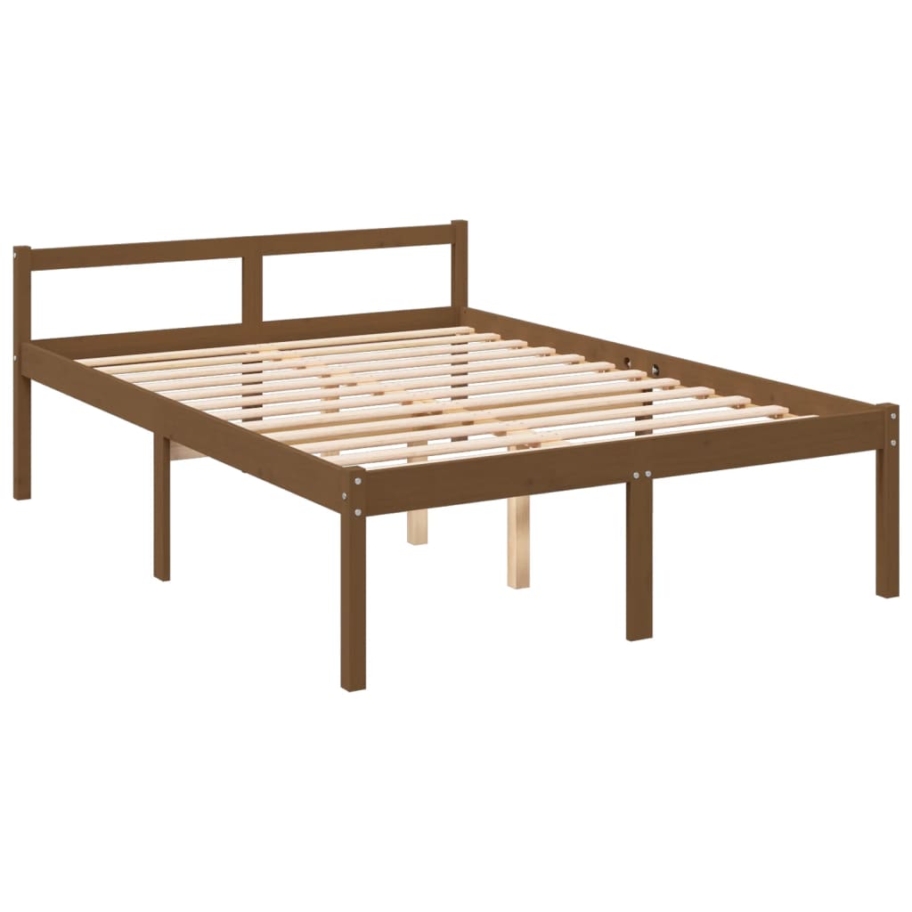 vidaXL Cama personas mayores cabecero madera marrón miel 140x190 cm