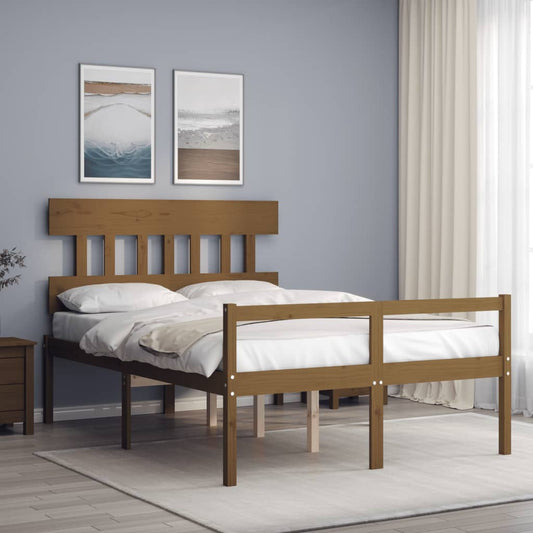 vidaXL Cama personas mayores cabecero madera marrón miel 140x190 cm