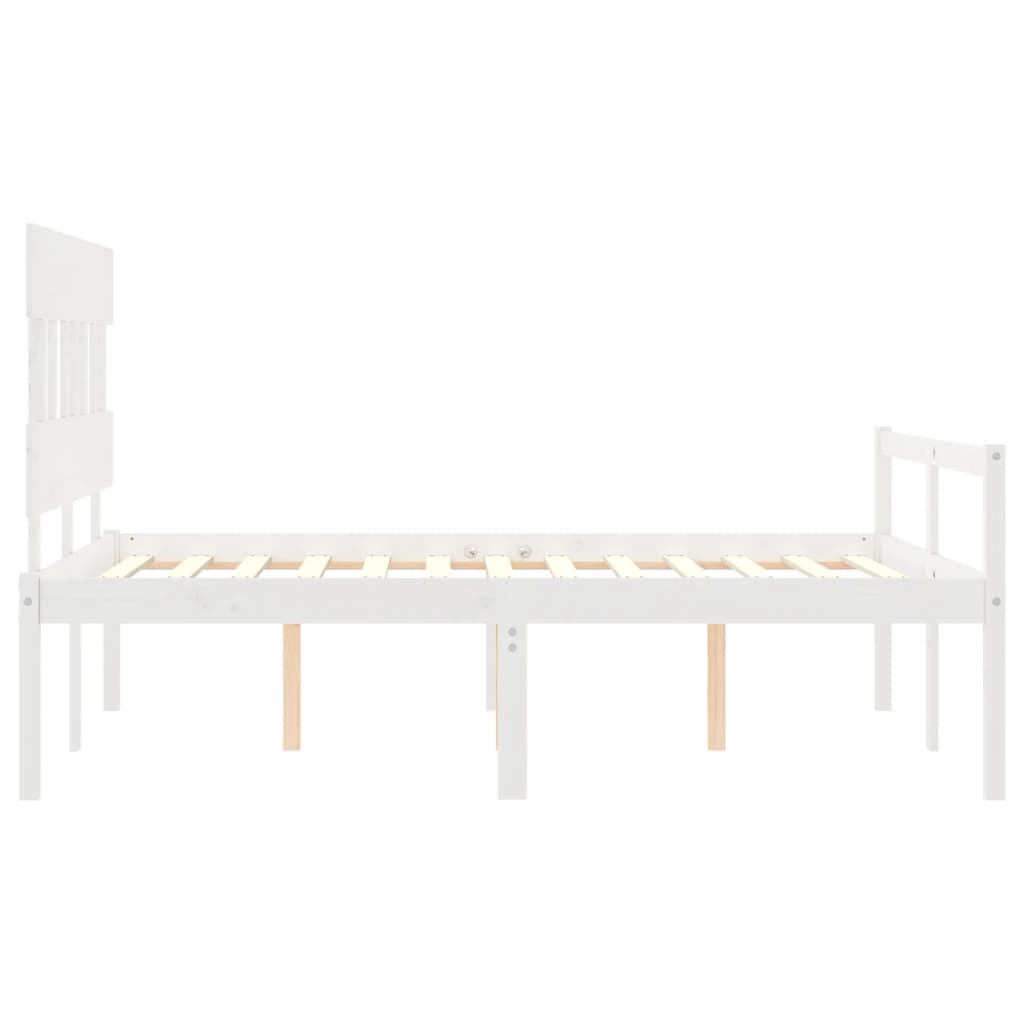 vidaXL Cama personas mayores cabecero madera maciza blanco 120x200 cm