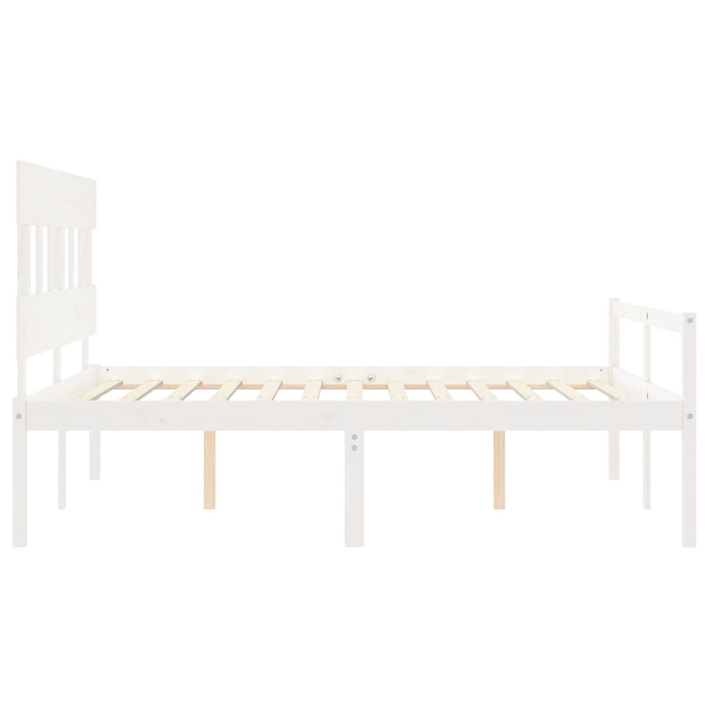 vidaXL Cama matrimonio personas mayores cabecero madera maciza blanco