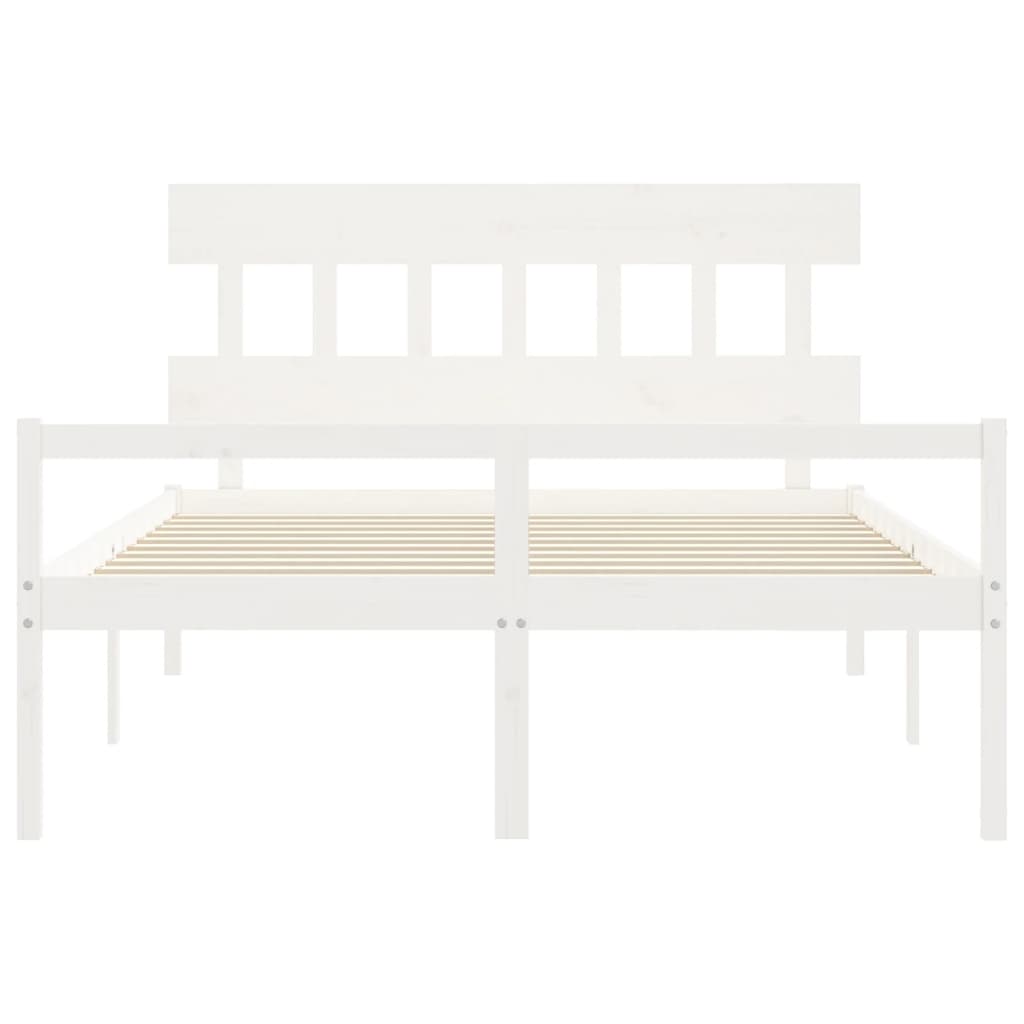 vidaXL Cama personas mayores cabecero madera maciza blanco 160x200 cm