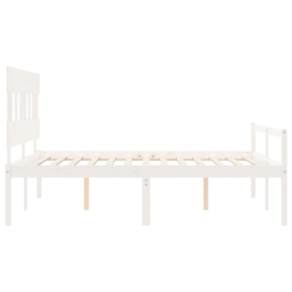 vidaXL Cama personas mayores cabecero madera maciza blanco 160x200 cm