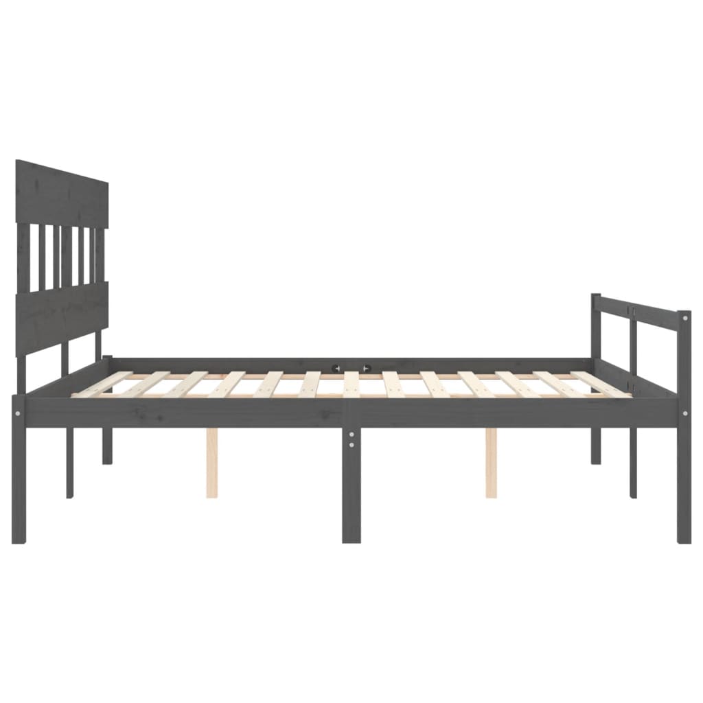 vidaXL Cama personas mayores cabecero madera maciza gris 200x200 cm