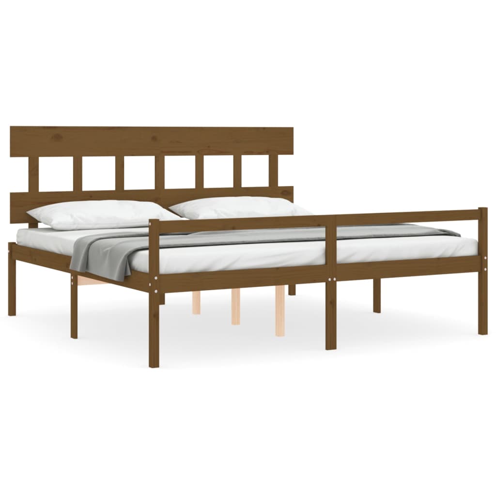 vidaXL Cama personas mayores cabecero madera marrón miel 200x200 cm