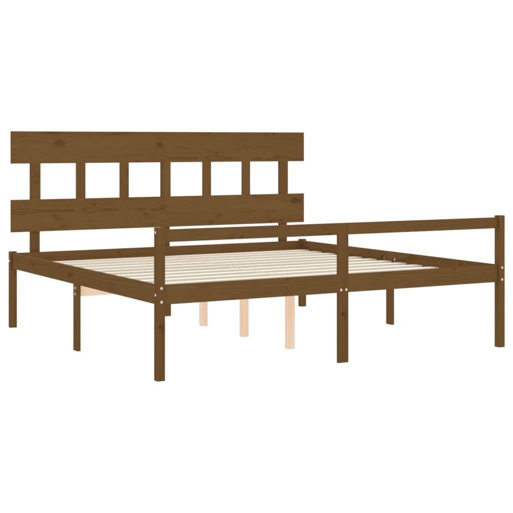 vidaXL Cama personas mayores cabecero madera marrón miel 200x200 cm