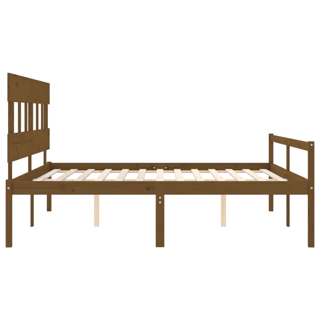 vidaXL Cama personas mayores cabecero madera marrón miel 200x200 cm