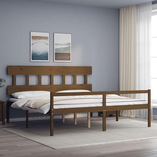 vidaXL Cama personas mayores cabecero madera marrón miel 200x200 cm