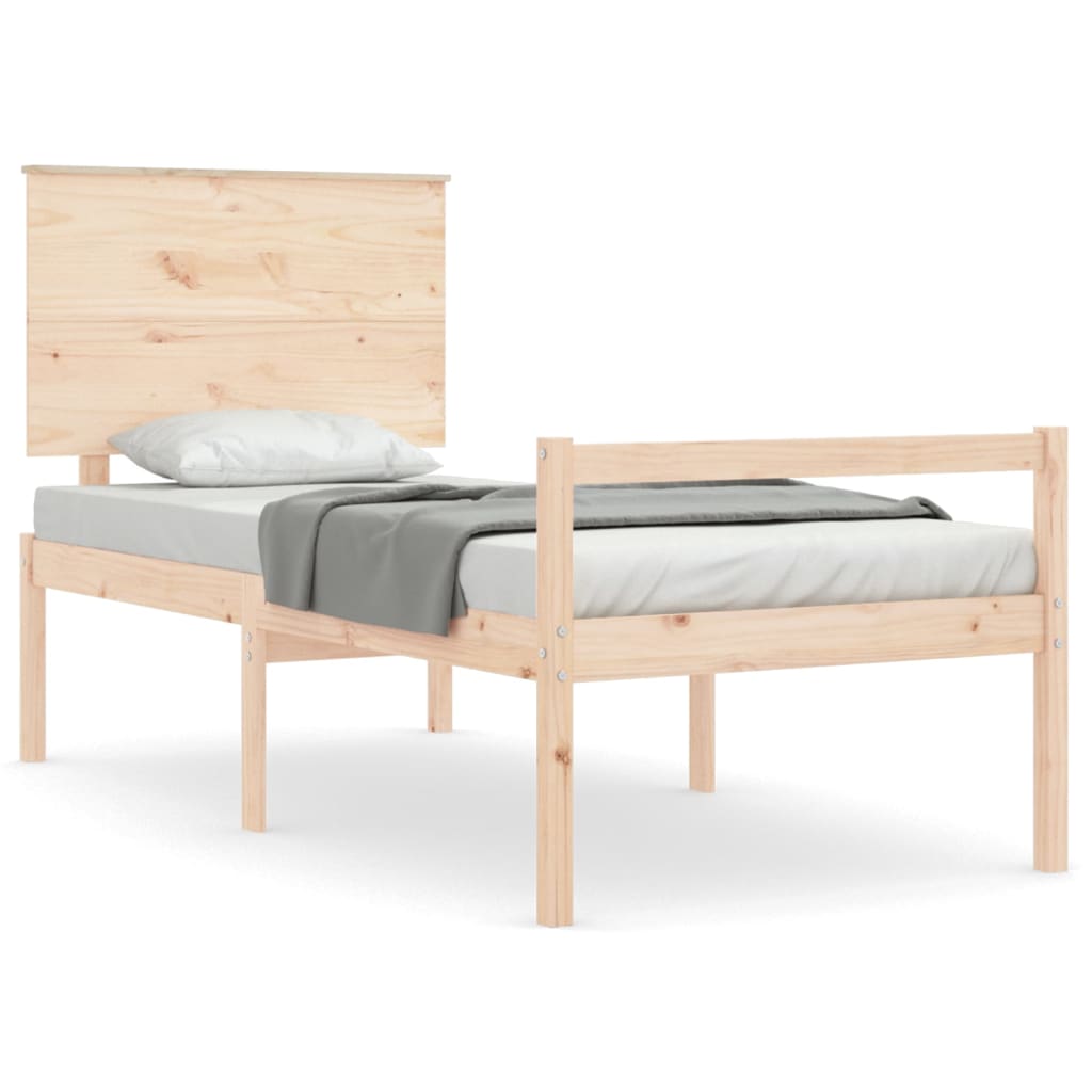 vidaXL Cama para personas mayores con cabecero madera maciza