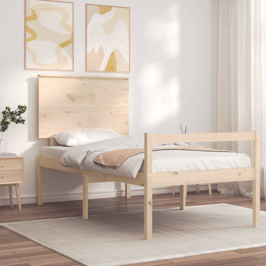 vidaXL Cama para personas mayores con cabecero madera maciza