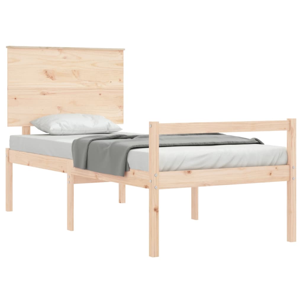 vidaXL Cama para personas mayores con cabecero madera maciza